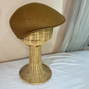 Vintage Kangol Flat Cap Camel Tan Wool Felt Ivy Hat Made in Great Britain Large